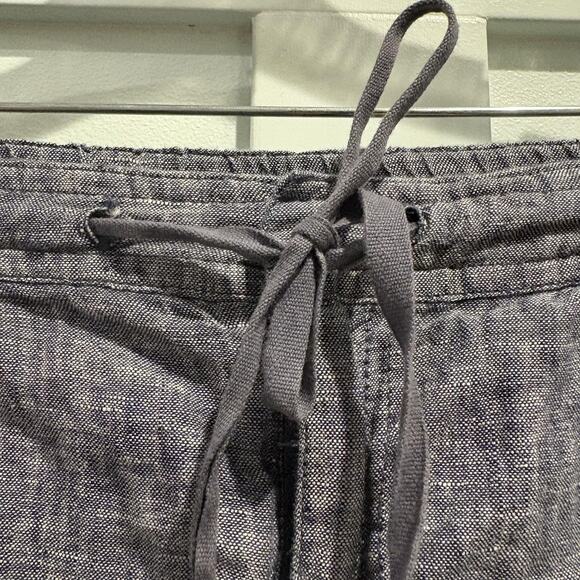 Max‎ Studio Skirt Women Large Chambray Blue 100% Linen Drawstring Pockets Casual - Picture 4 of 10